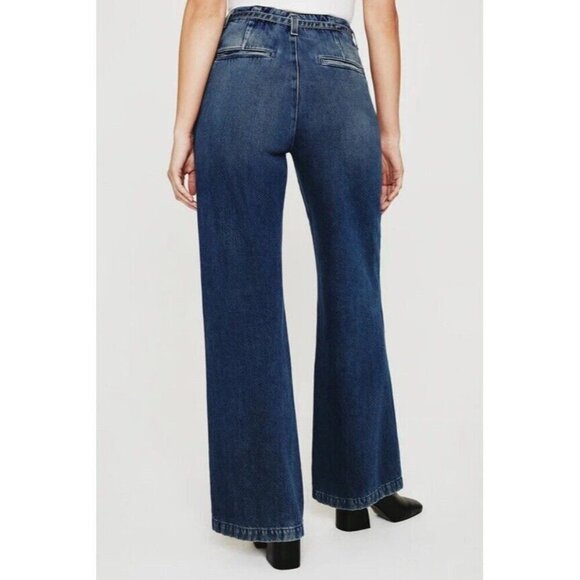 Ag Adriano Goldschmied Jeans Sz 32 Belted Deven Hi Rise Ultra Wide Leg Classic - Picture 2 of 11